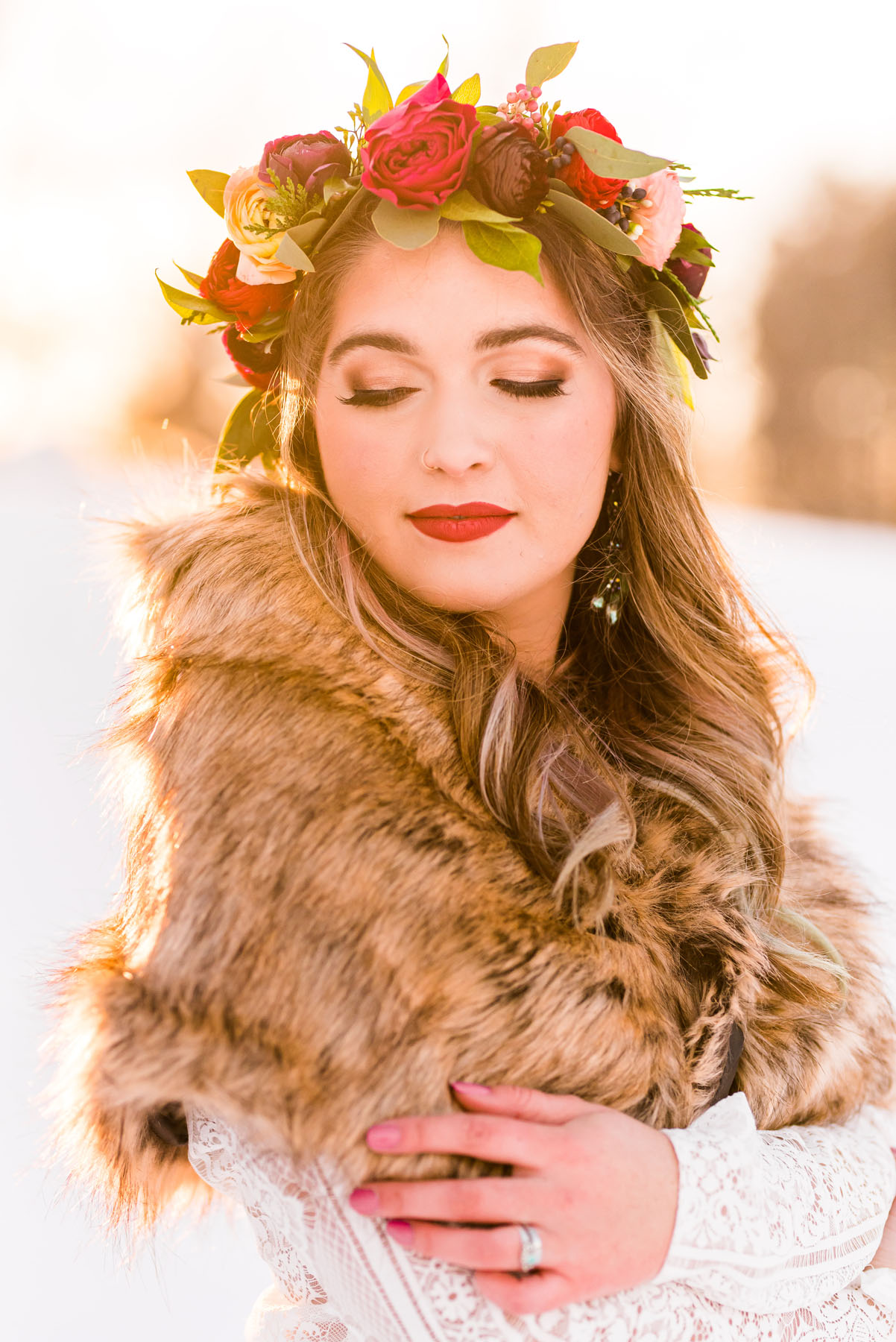 Winter Wonderland Wedding Flowers - Deerfield Farm New Hampshire- Flower Crown