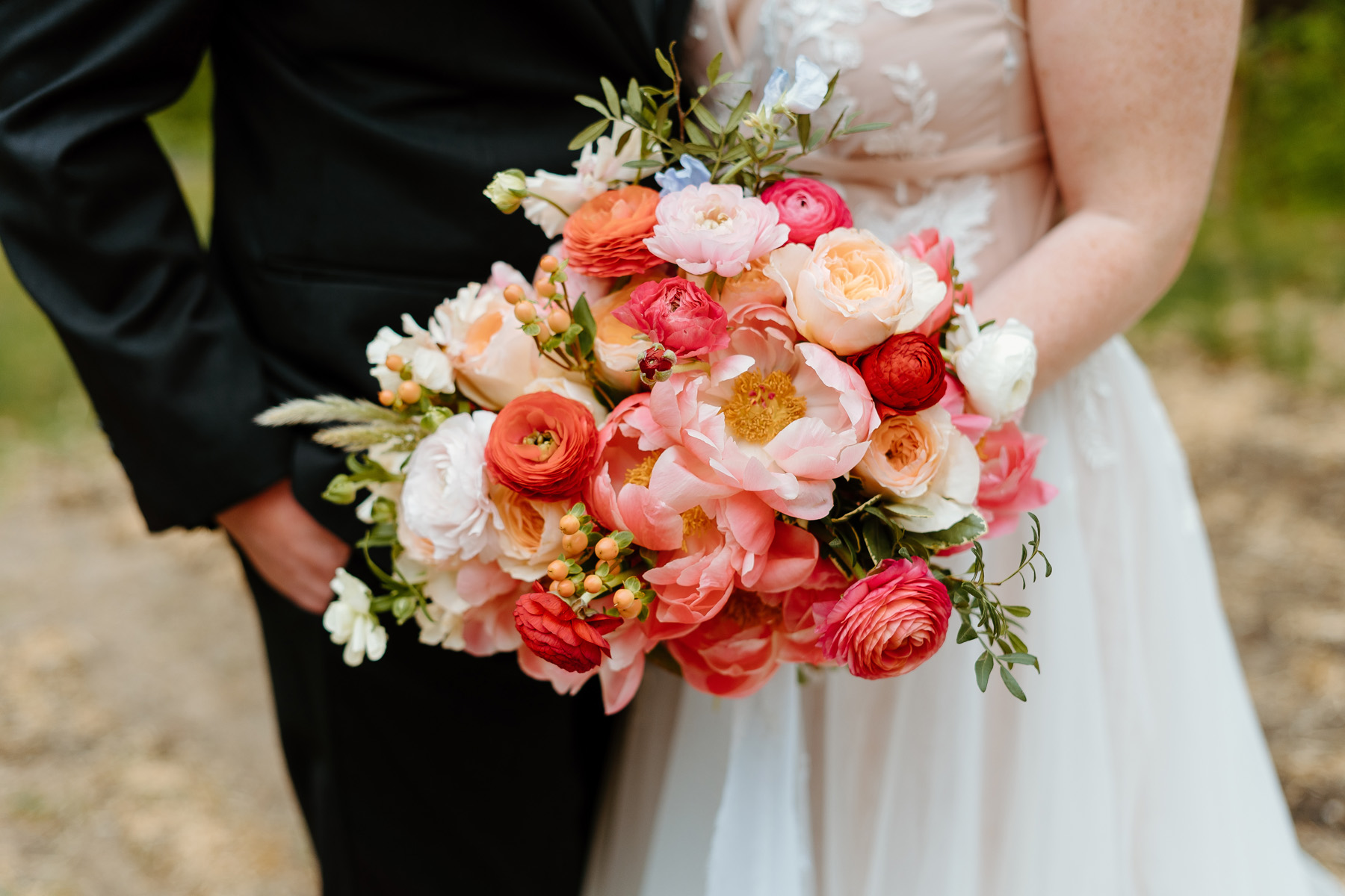 Vermont elopement pink bridal bouquet