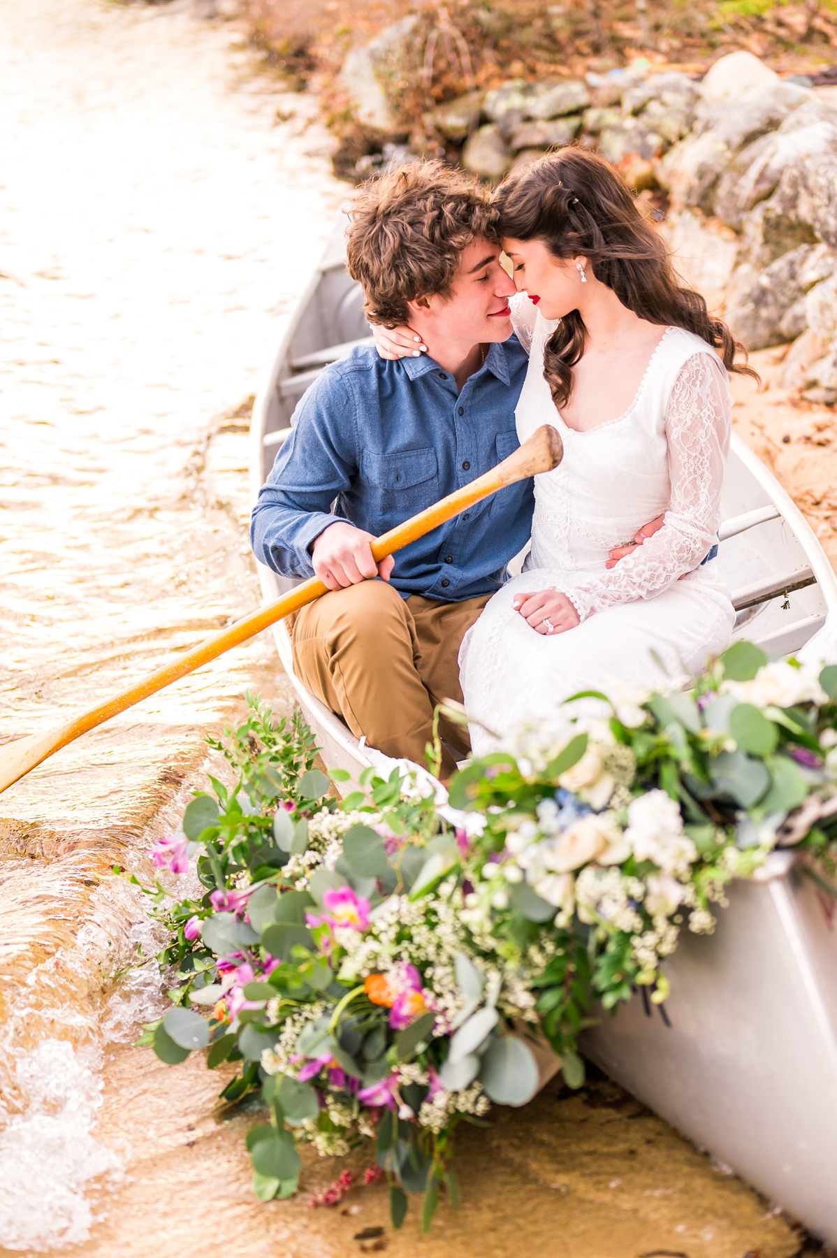 boat wedding floral installation