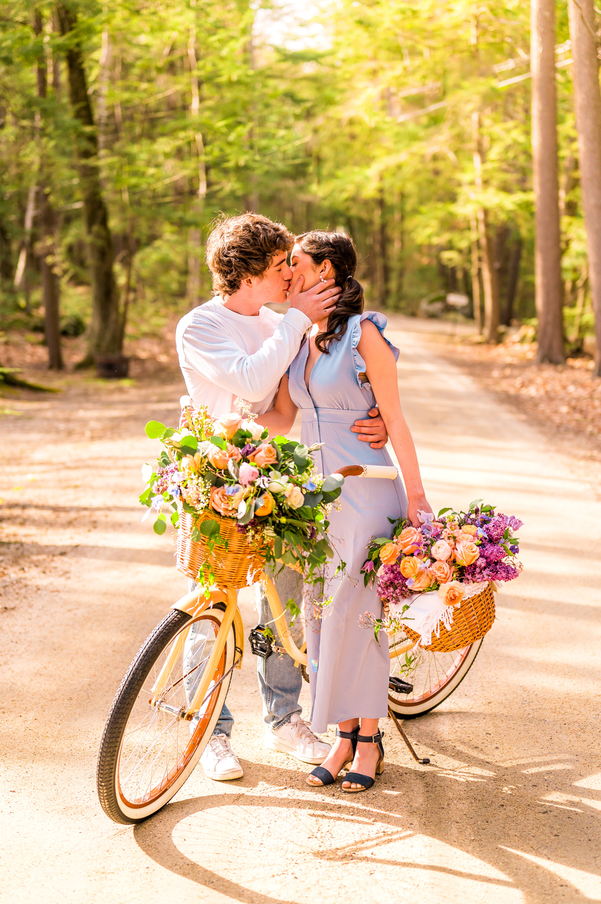engagement florals vintage bike florals
