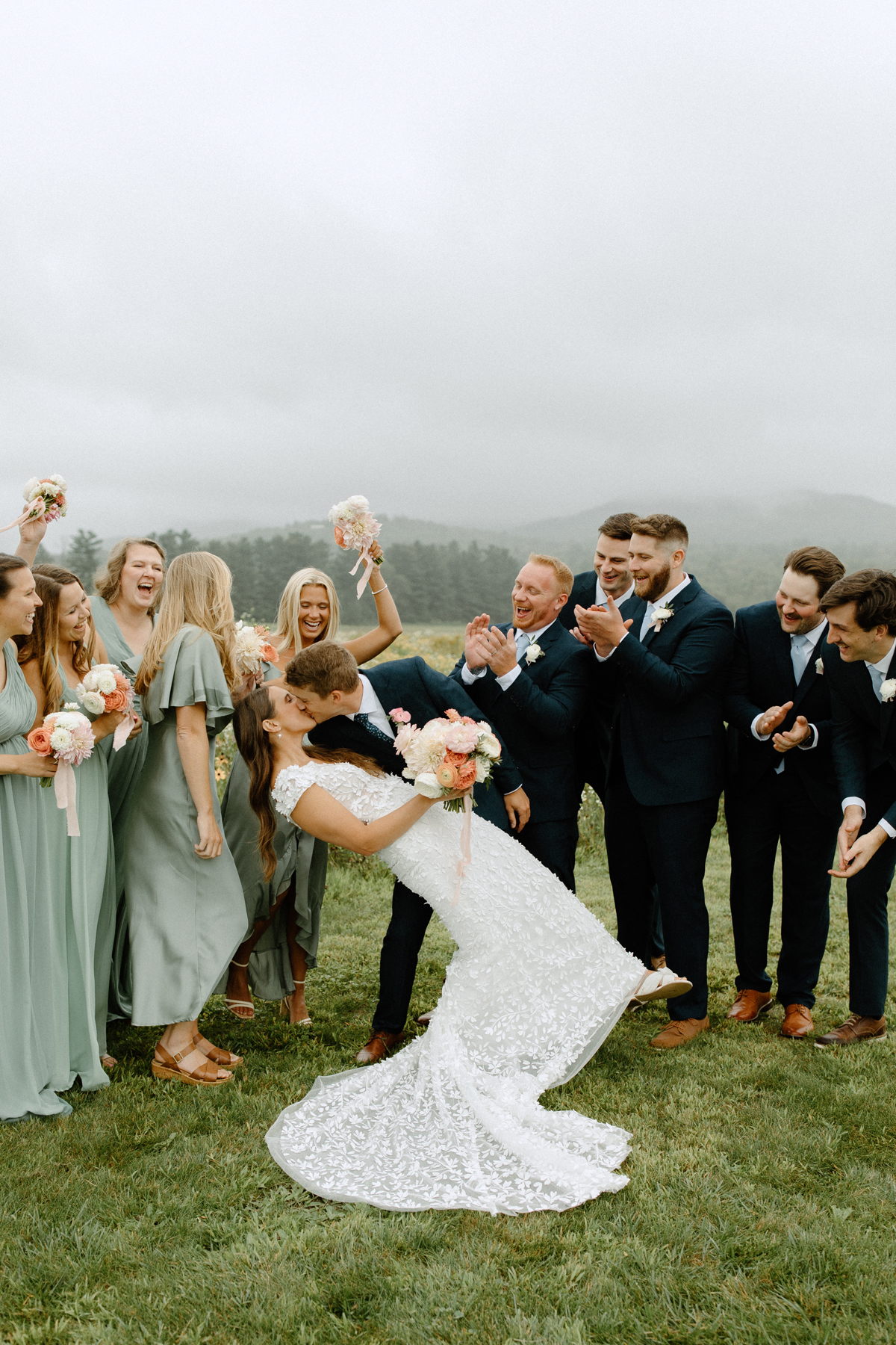 Stowe Vermont wedding bridal party