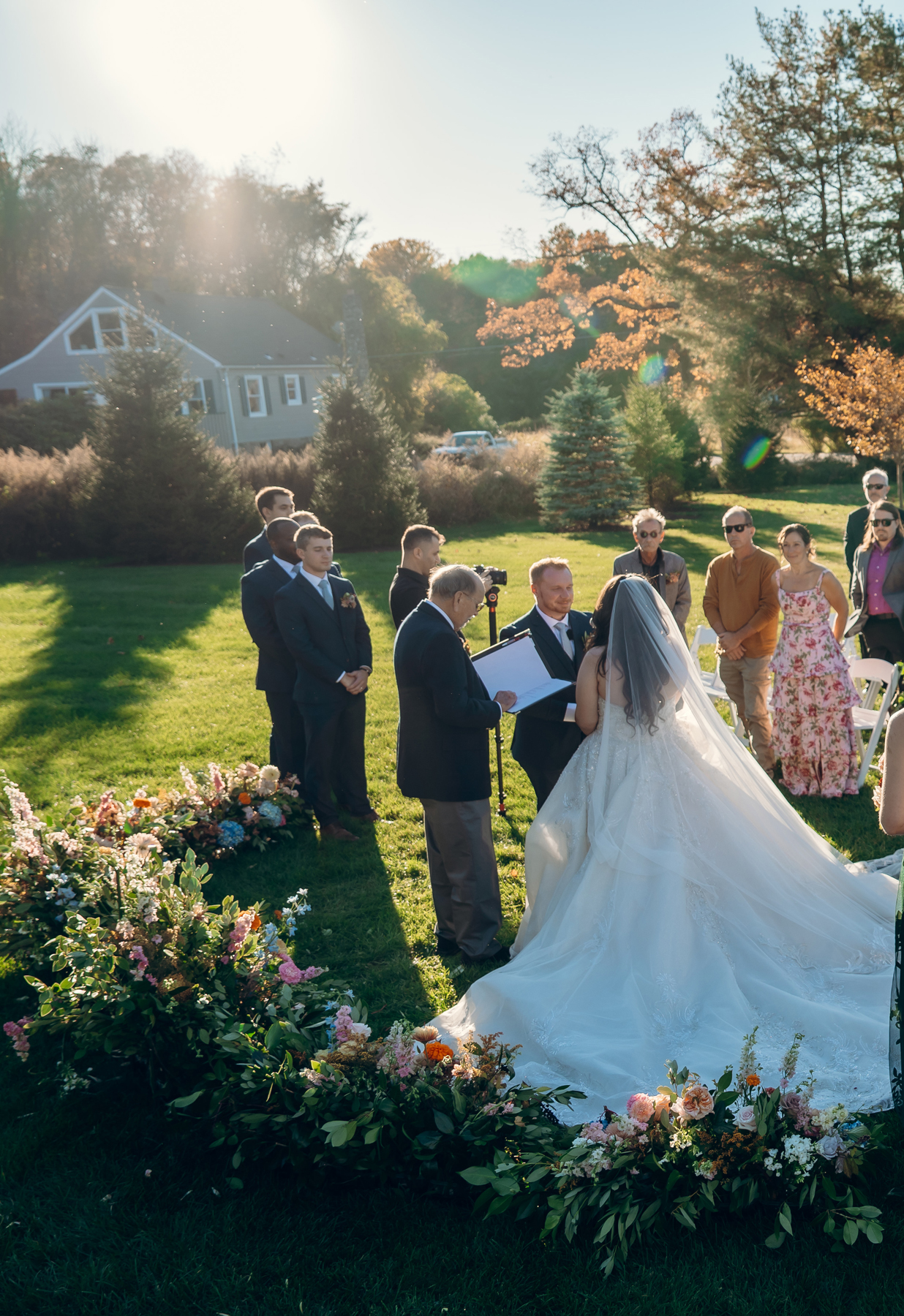 Andover New Jersey Fall wedding ground meadow arch
