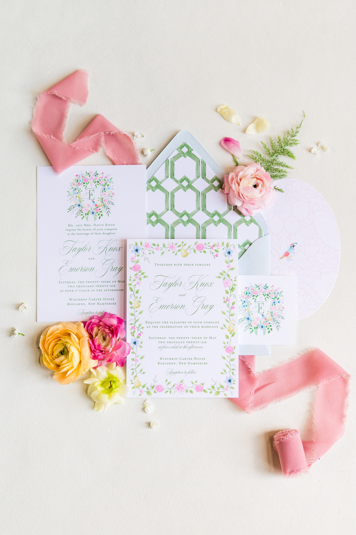 anaphora flowers custom wedding invitations