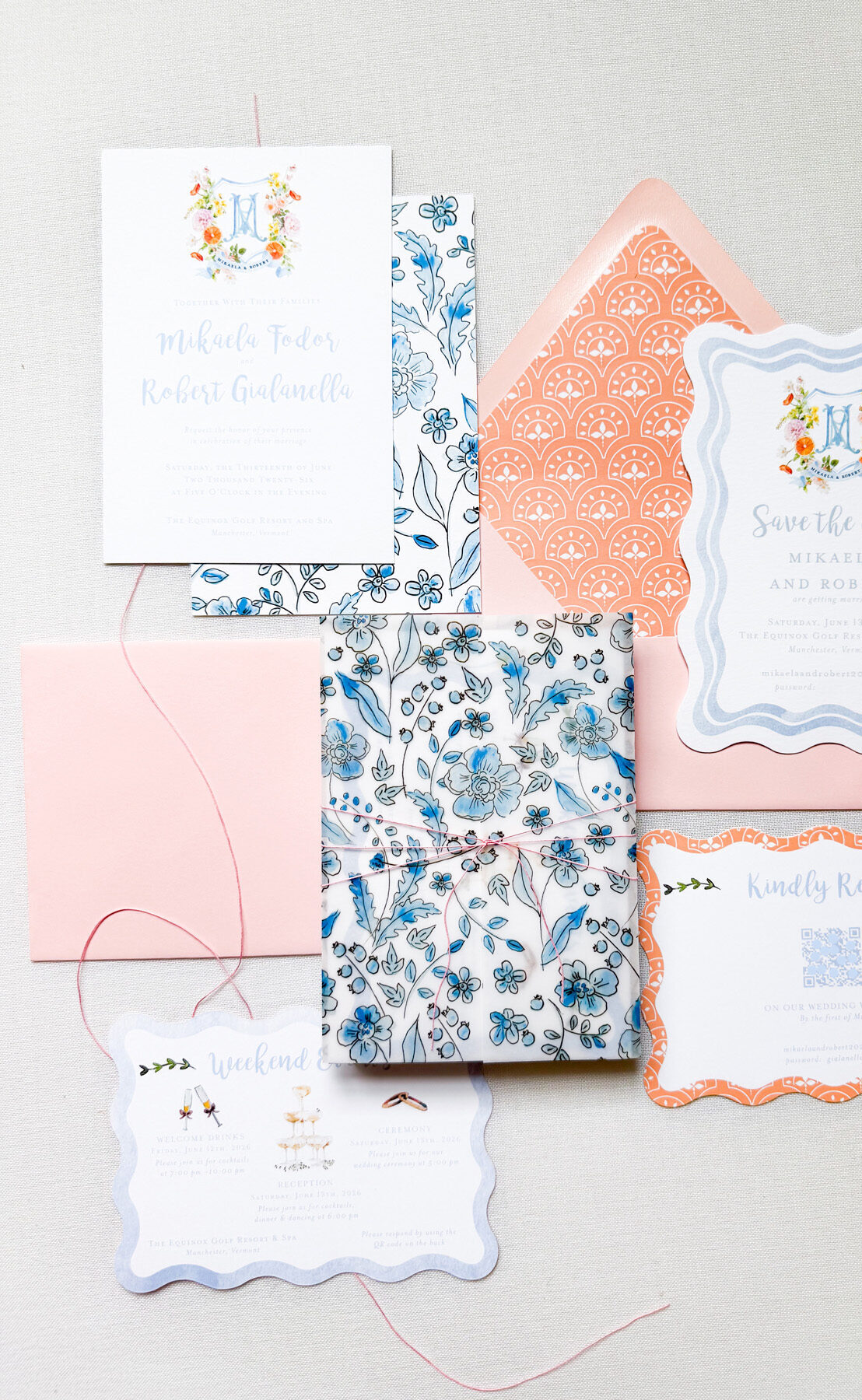 citrus inspired custom wedding invitations