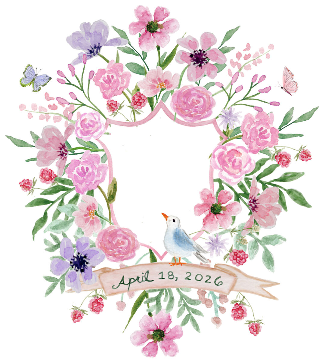 custom watercolor wedding stationery