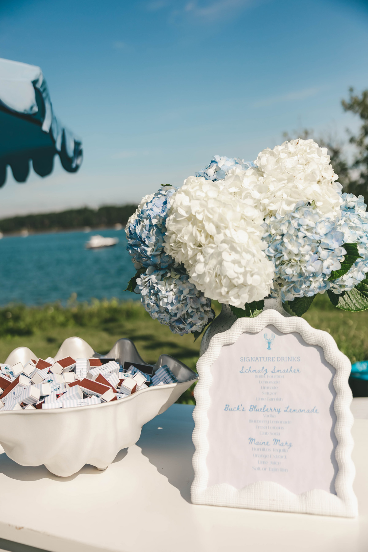 coastal Maine wedding stationery custom wedding matches with oysters artwork